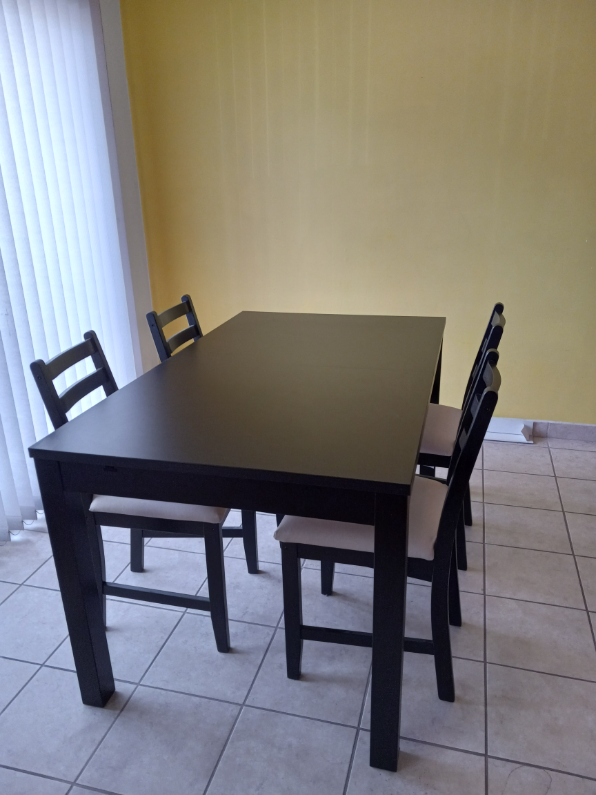 Black -brown Dining Table and 4 Chairs