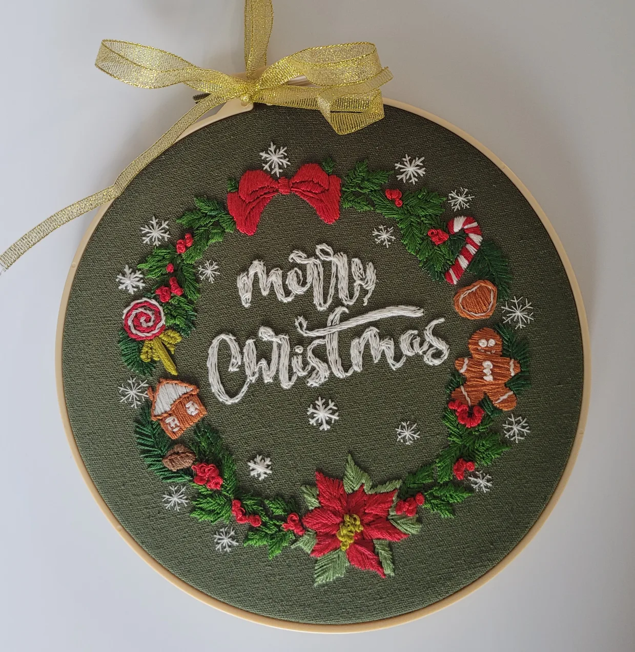 Embroidered Christmas Wreath Hoop thumbnail