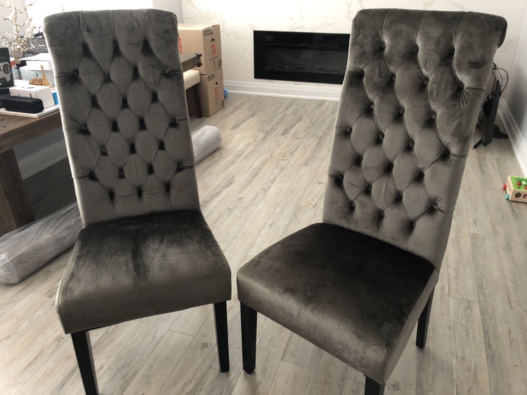 Grey Velvet Dining Chairs (Set of Two)
