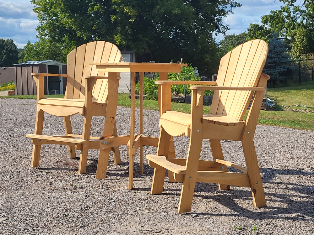Set of 2 Bar Height Patio Chairs and Table