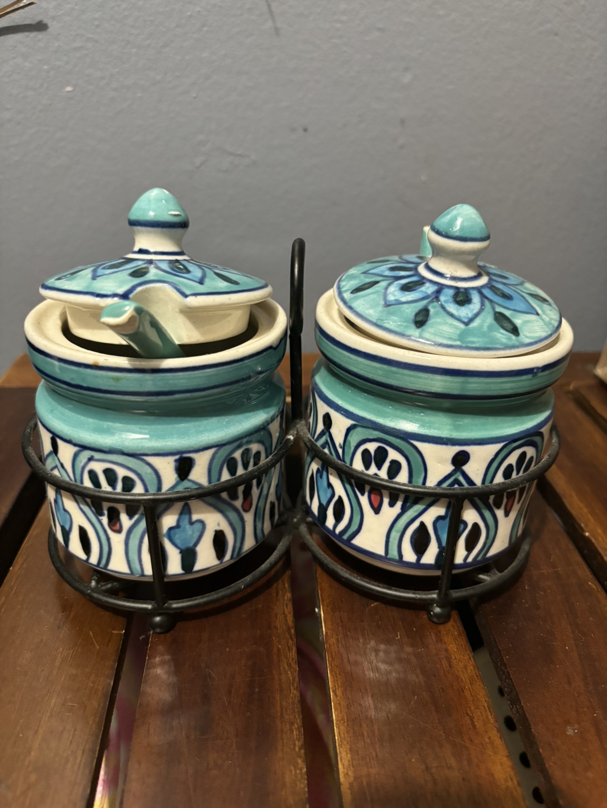 Ceramic Spice Jars with Metal Stand - photo 2