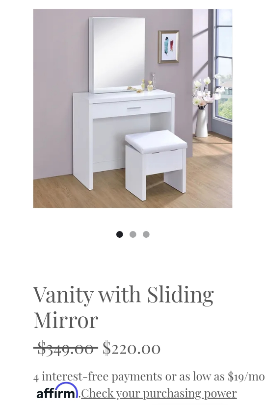 White Vanity Set with Sliding Mirror and Stool - photo 3