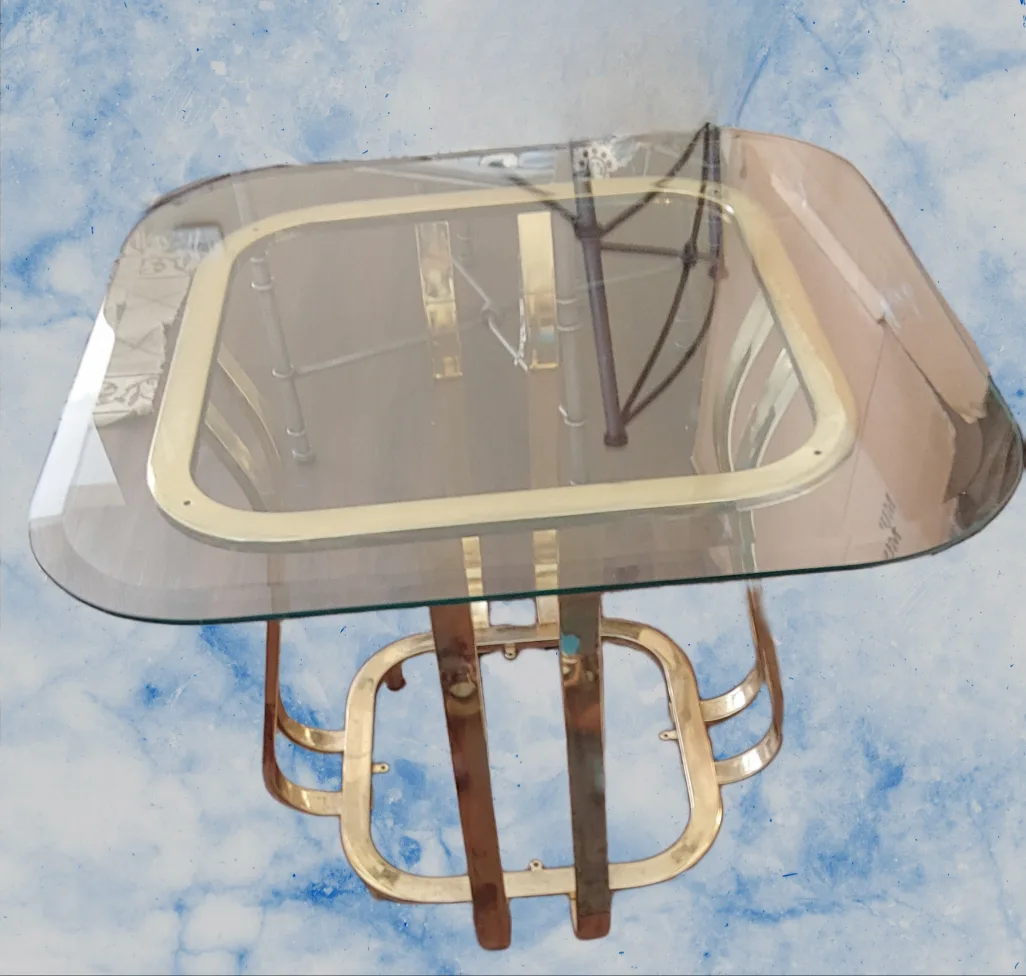 Two* Brass and Glass End Tables *Two