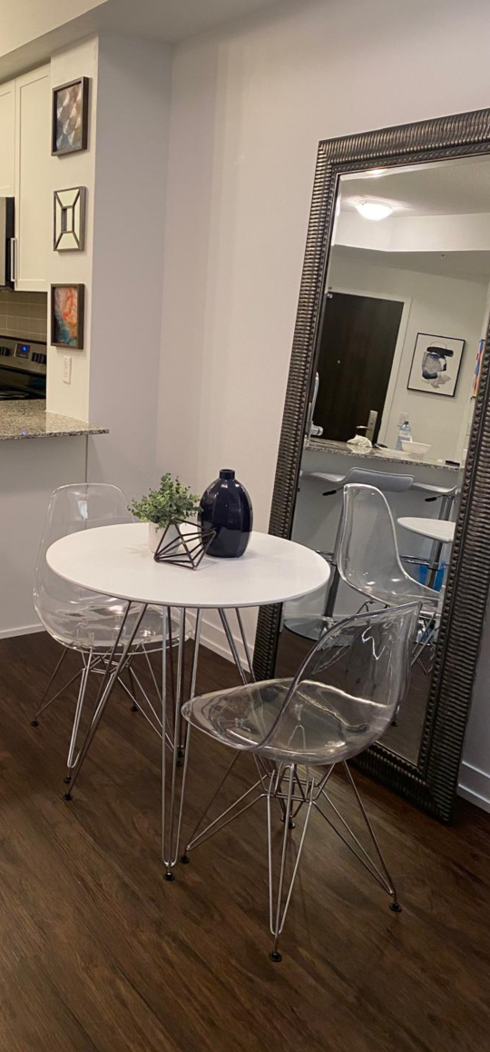 White Round Eiffel Bistro Table with Chrome Legs - photo 2