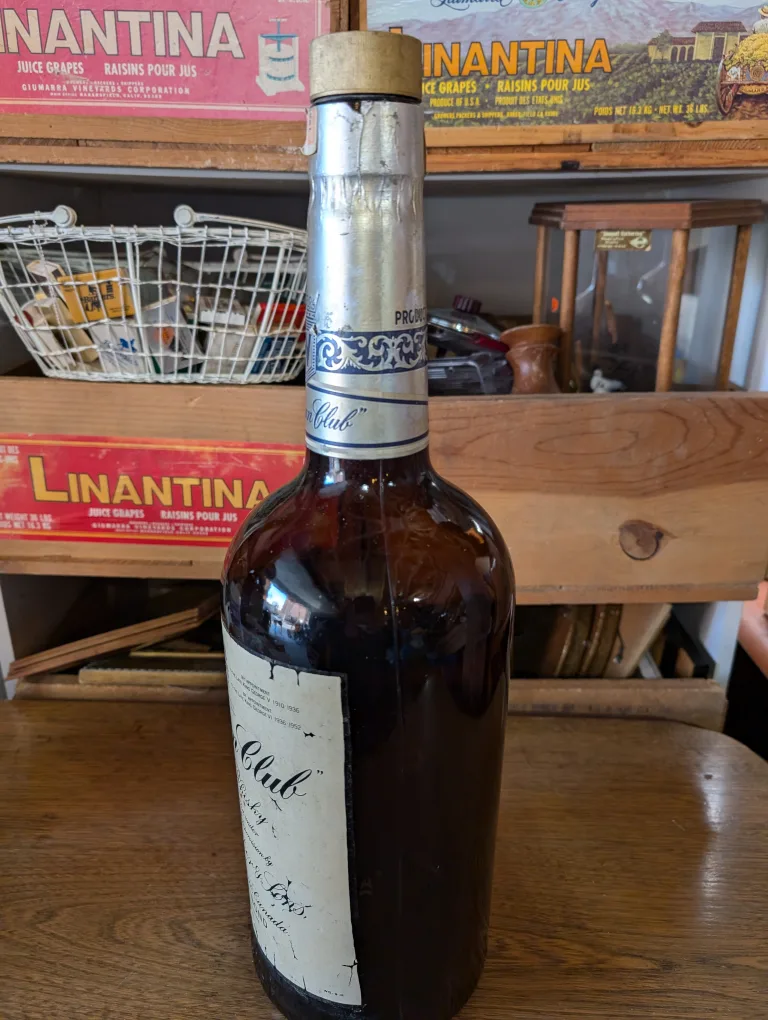 Vintage Huge Glass Canadian Club Whiskey Bottle 133 Oz (empty ) image indicator(3)