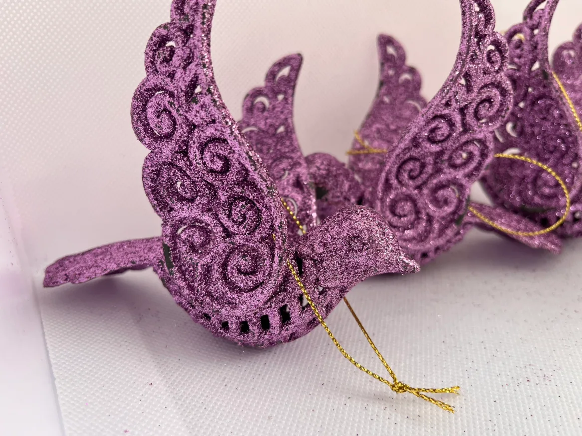 Purple Glitter Dove Ornaments image indicator(2)
