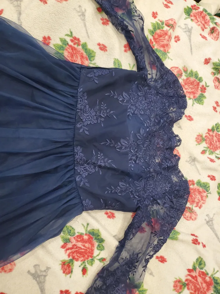 Chi Chi London Navy Blue Dress with Lace image indicator(3)