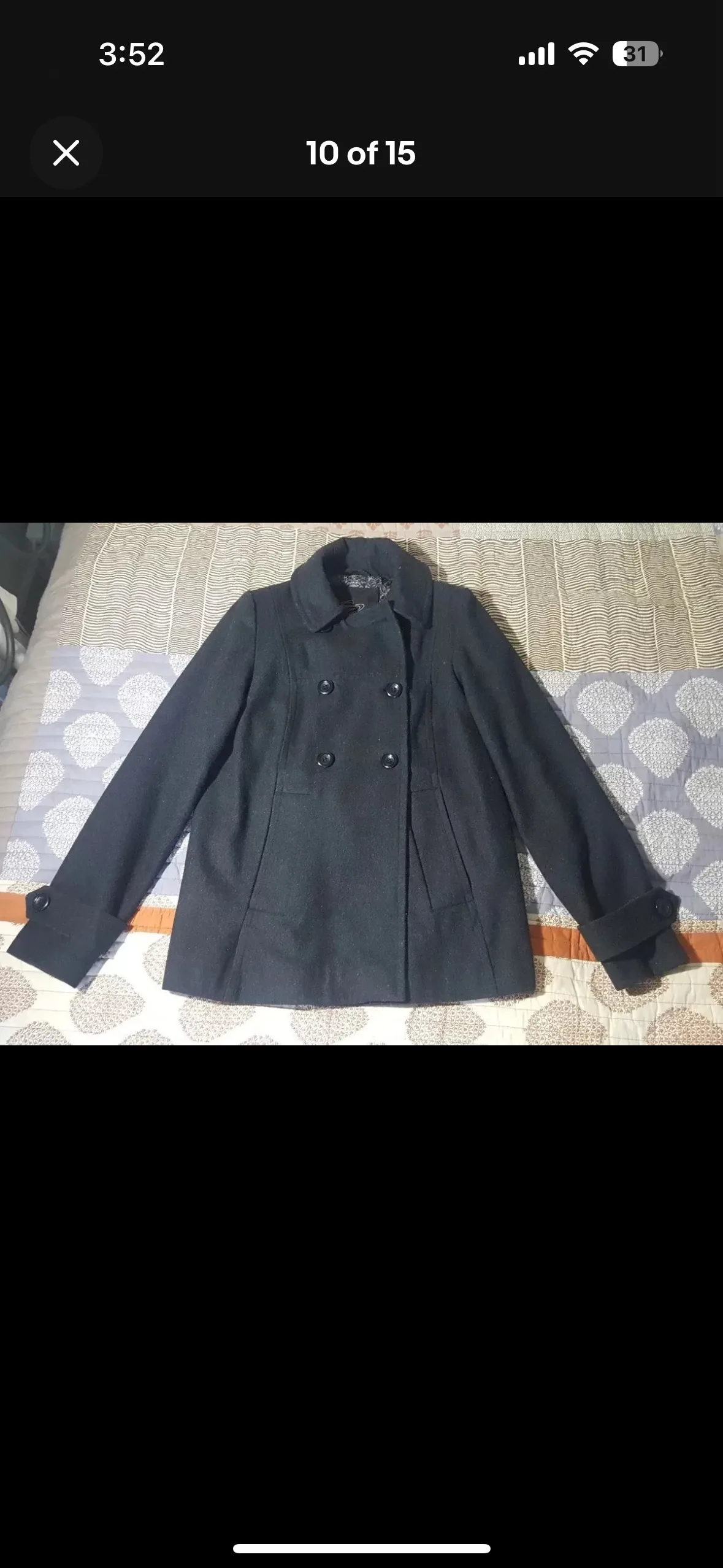 🧡 Peacoat Crop military Jacket XS S Double Breasted Flare Lady's image indicator(10)
