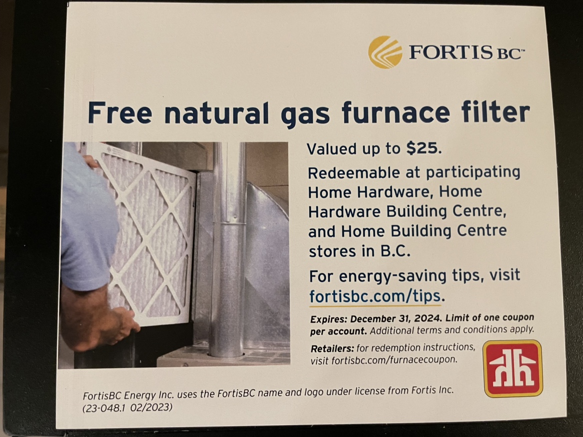 Free Natural Gas Furnace Filter Coupon