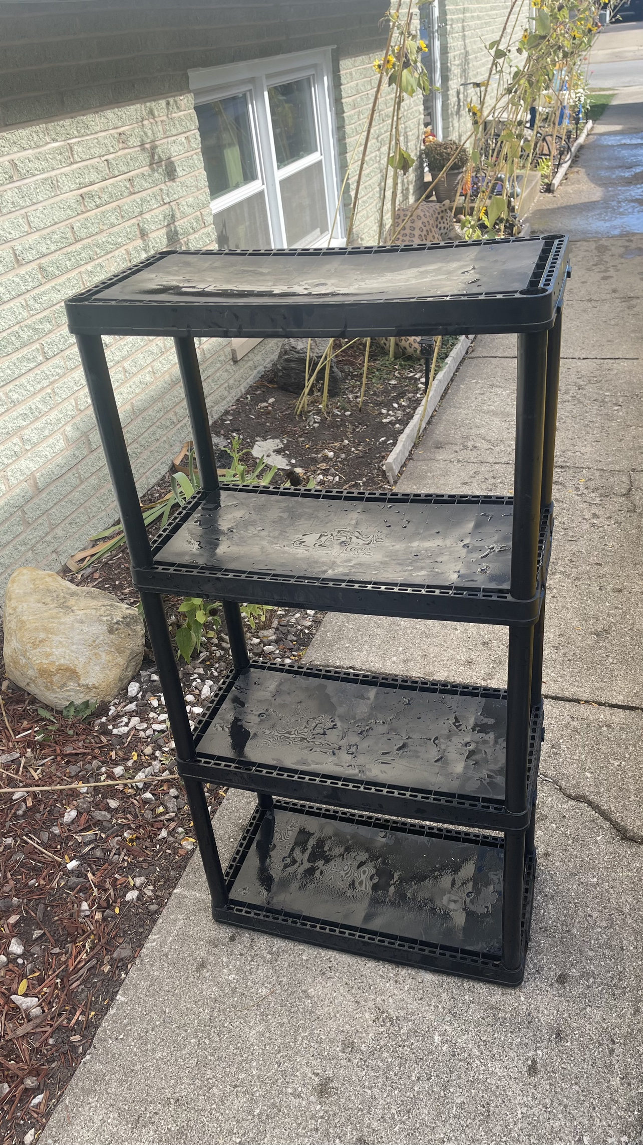 Black Plastic 4-Shelf Storage Unit