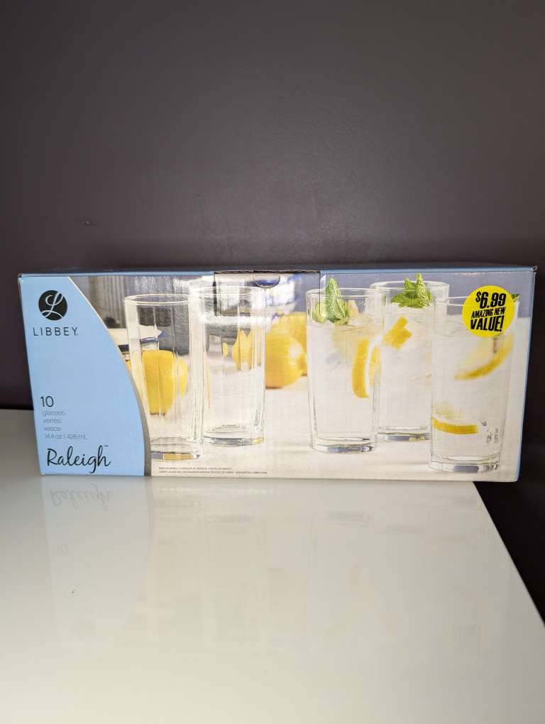 Libbey Raleigh Glasses - Set of 10 (2 boxes available)