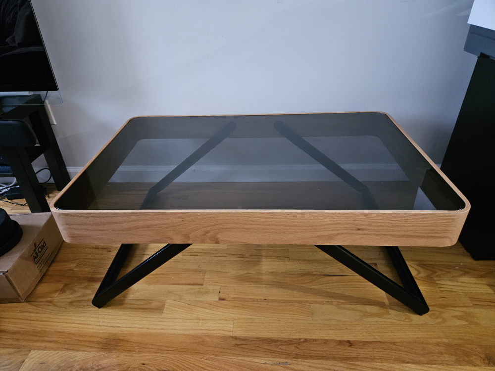 Glass and Solid Wood Coffee Table