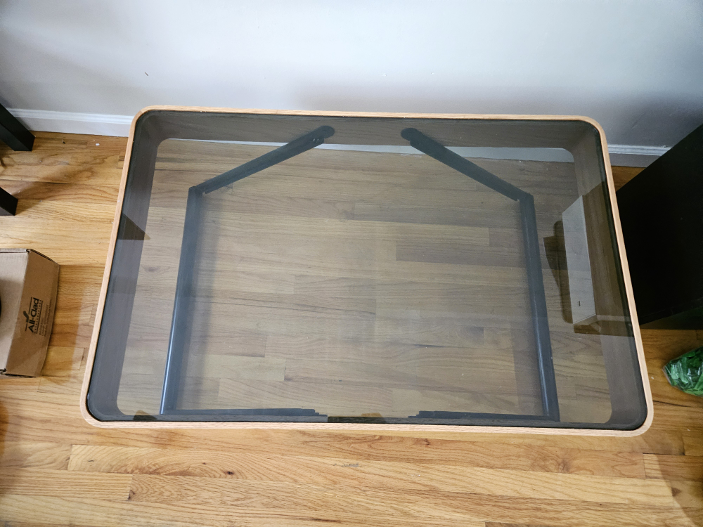 Glass and Solid Wood Coffee Table - photo 3