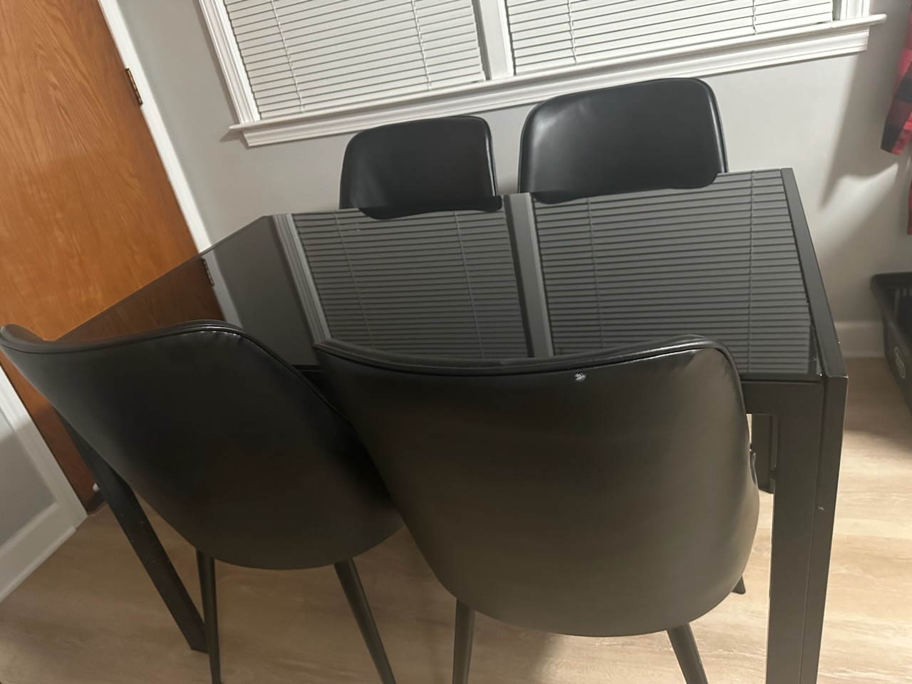 Black Glass Dining Table and 4 Chairs - photo 2