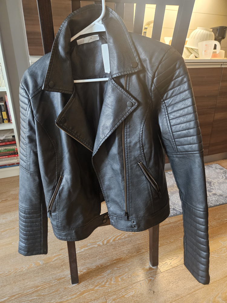 Noisy May Black Quilted Leather Jacket - Size M