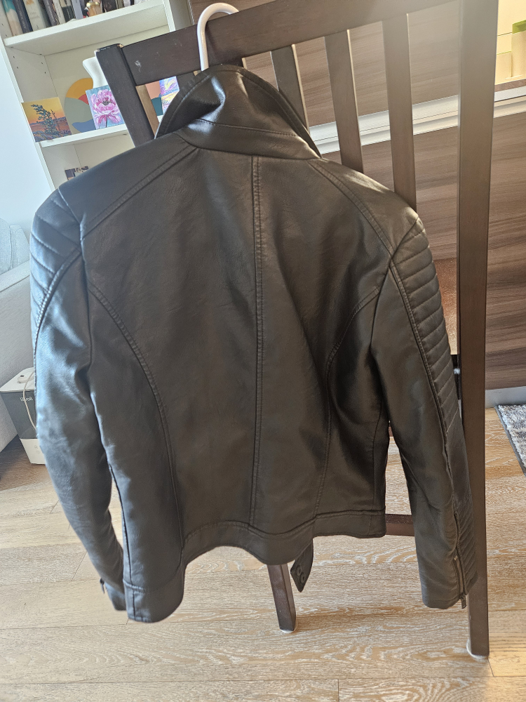 Noisy May Black Quilted Leather Jacket - Size M - photo 2