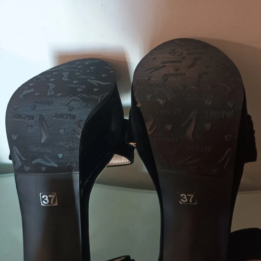 Black Platform Heels with Gold Accent image indicator(4)