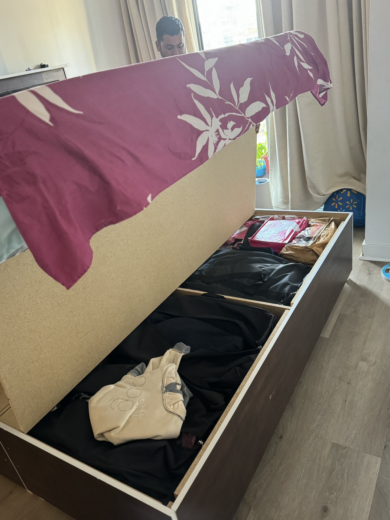 King Size Bed Frame with Storage and night stand - photo 2