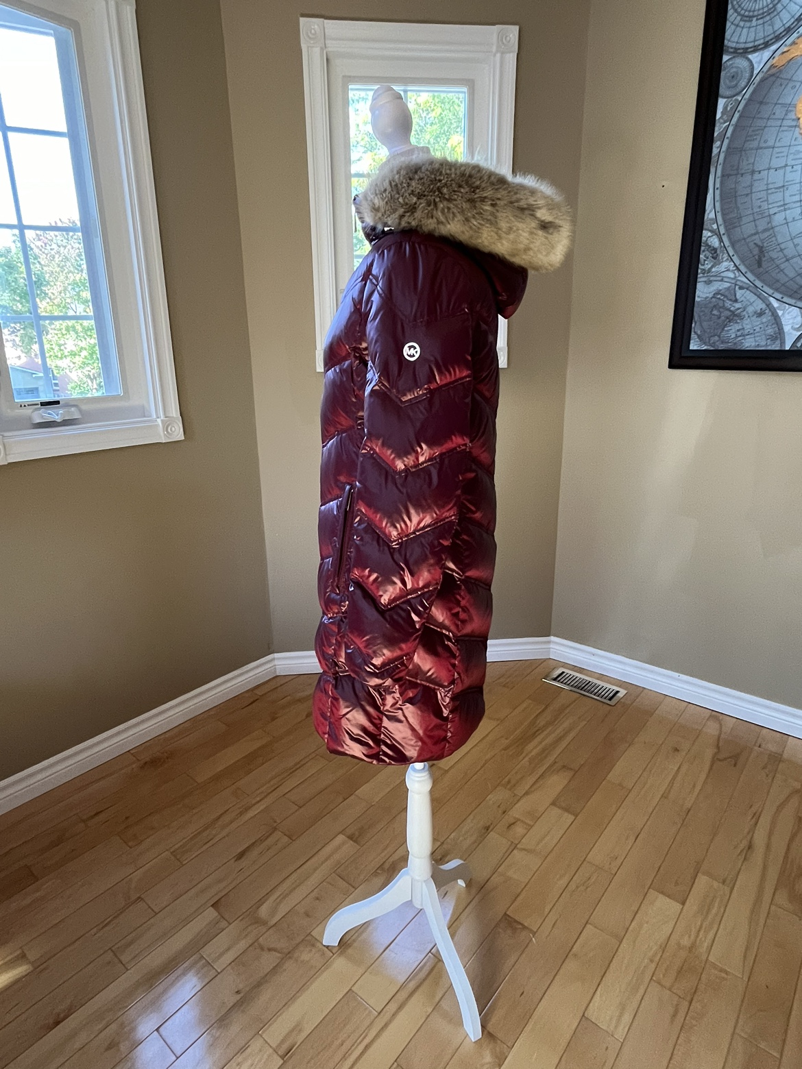 Michael Kors faux fur trim hooded puffer coat - Burgundy - photo 5