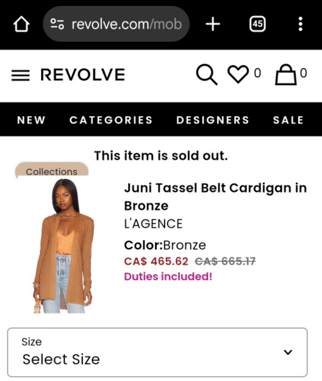 L'AGENCE Juni Tassel Belt Cardigan in Bronze