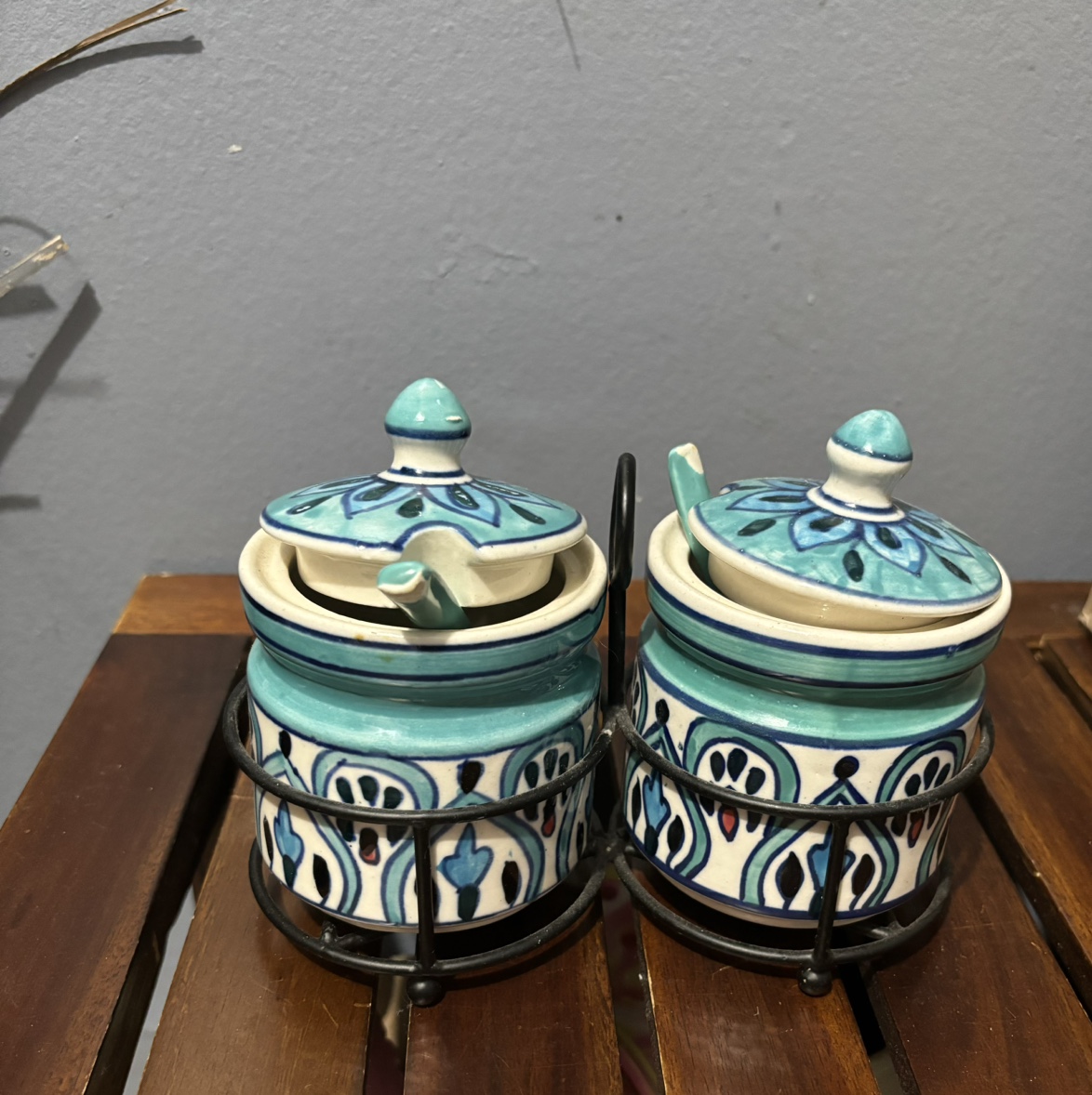 Ceramic Spice Jars with Metal Stand