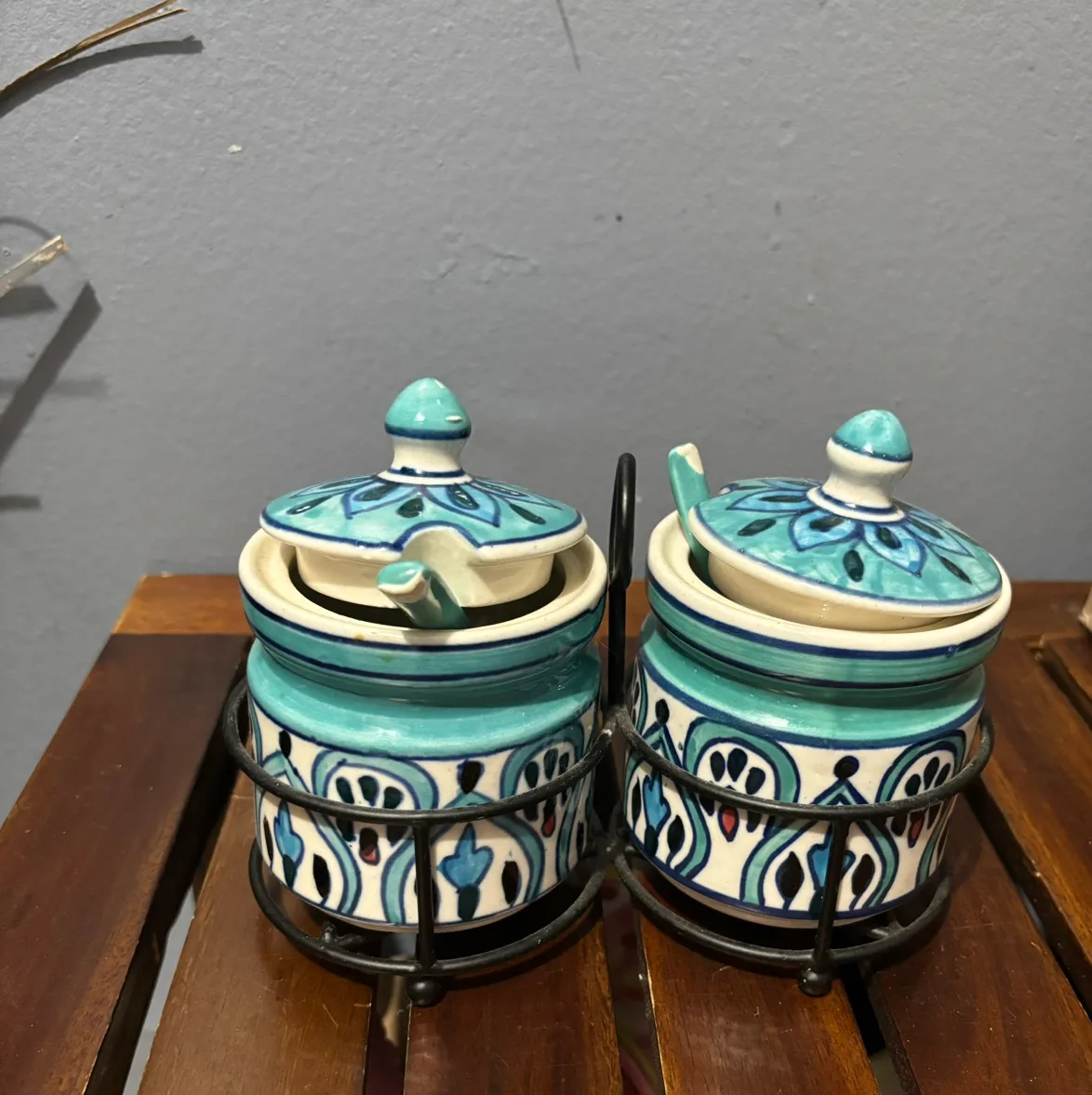 Ceramic Spice Jars with Metal Stand thumbnail