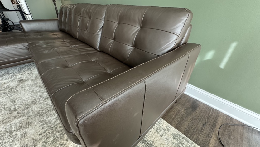 Brown Leather Sectional Sofa - photo 2