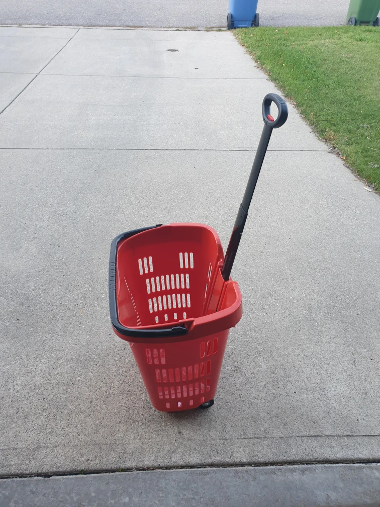 Red Shopping Cart With Wheels - photo 4