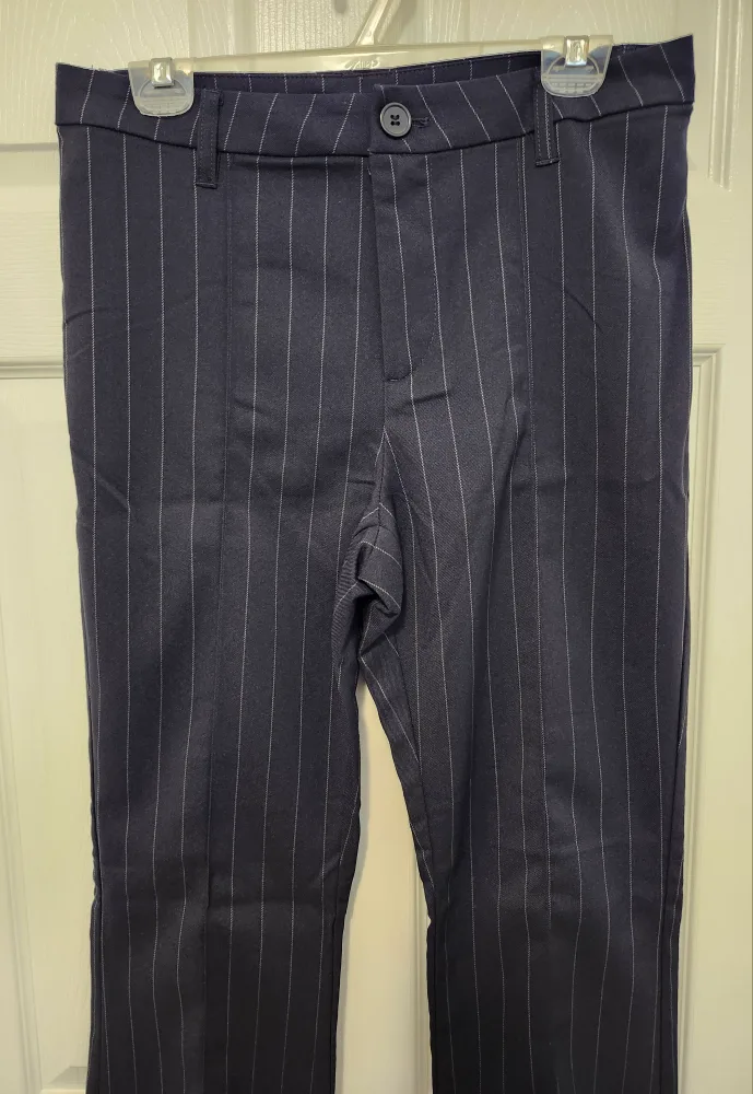 New Women's H&M Navy Blue and White Striped Pants - Size 10 image indicator(6)
