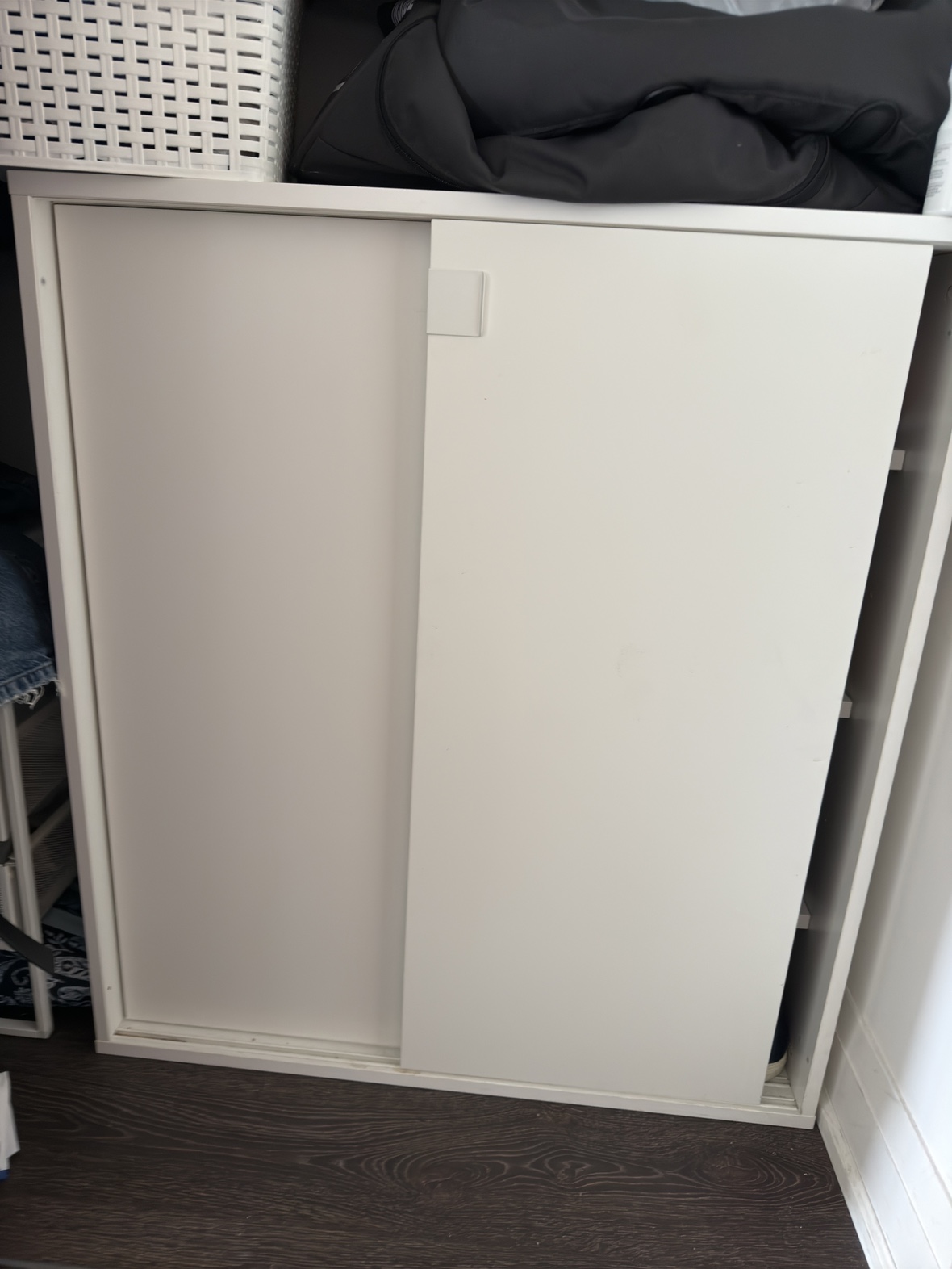 White Shoe Cabinet with Sliding Doors