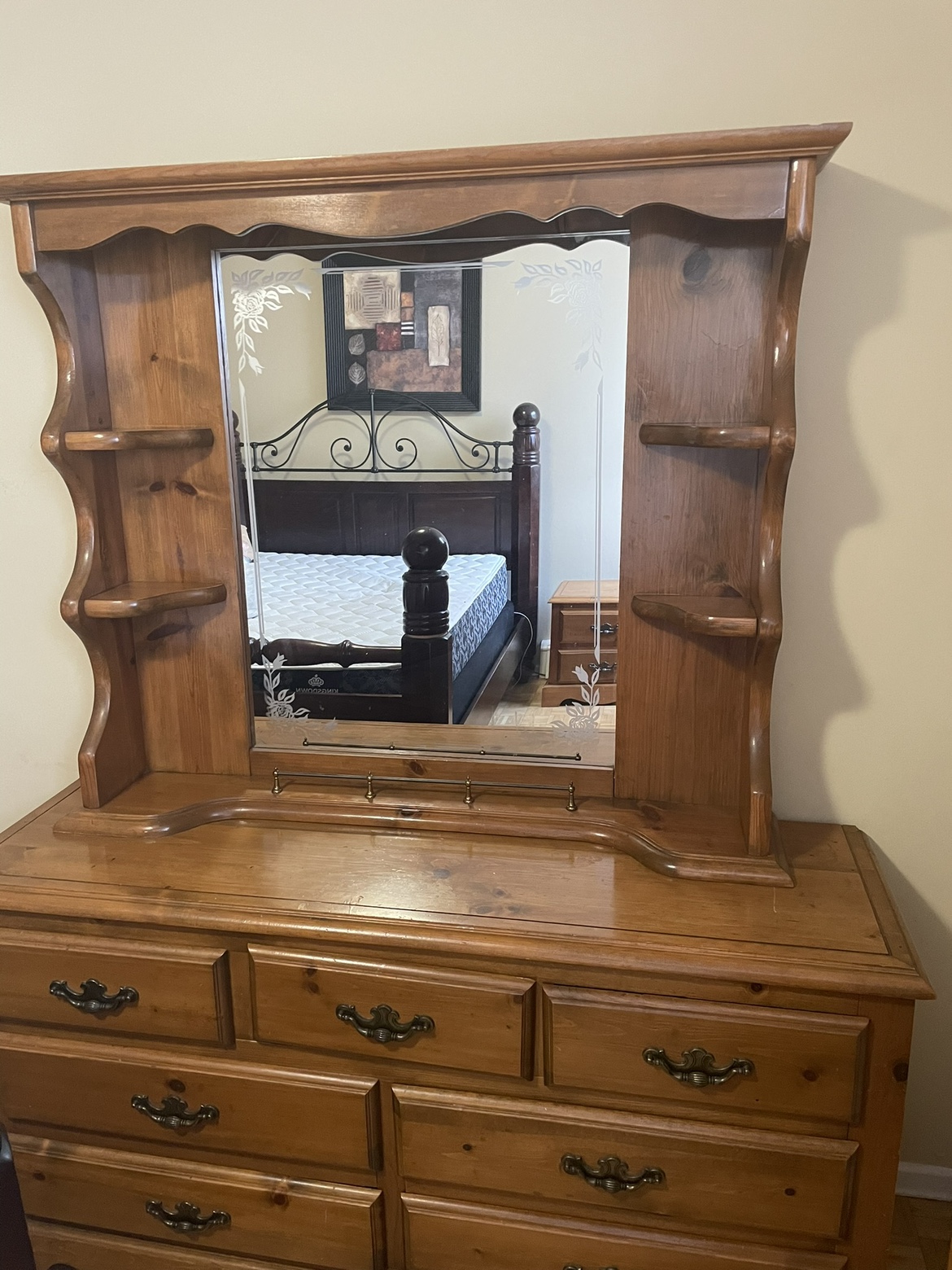 Wooden Dresser with Mirror - photo 2