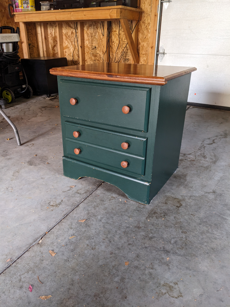 Dark Green Wood Nightstand with 2 Large Drawers - photo 3