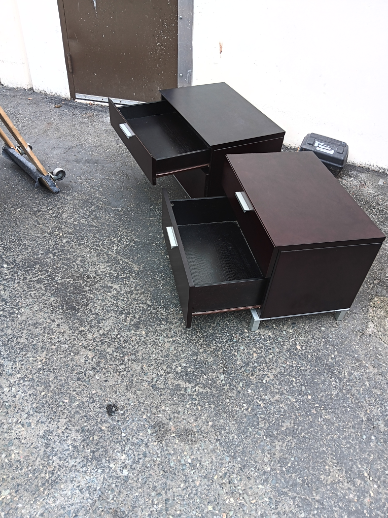 Pair of Dark Brown Two-Drawer Nightstands - photo 2