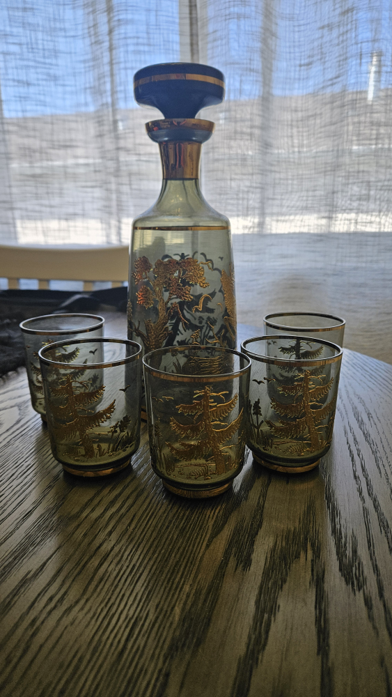 Vintage Glass Decanter Set