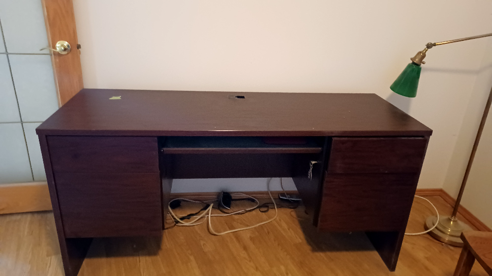 Brown Wooden Desk with Drawers