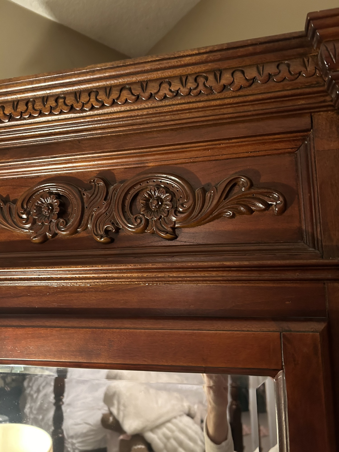 Antique Wooden Hall Tree With Mirror - photo 4