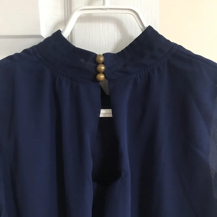 Navy Blue Sleeveless Blouse - Medium image indicator(3)