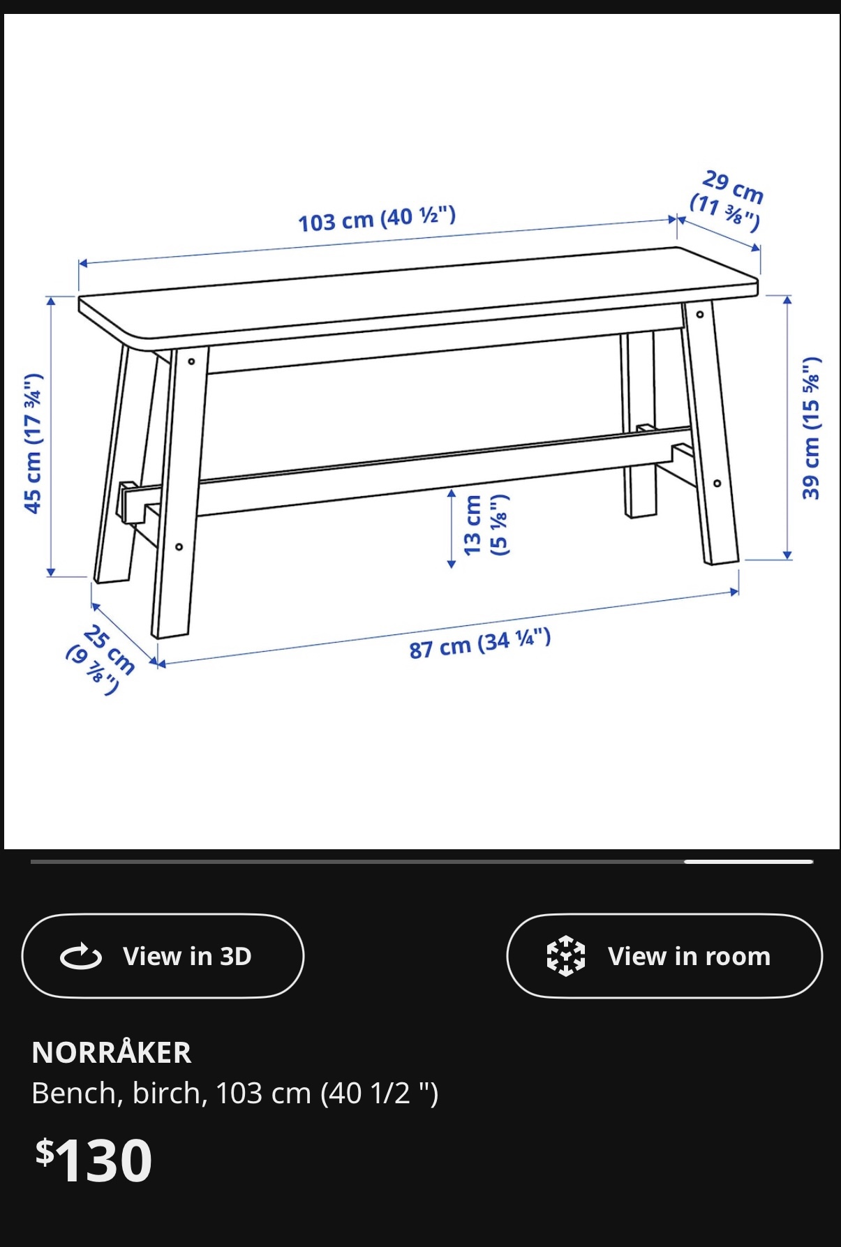 IKEA NORRÅKER Bench - photo 3