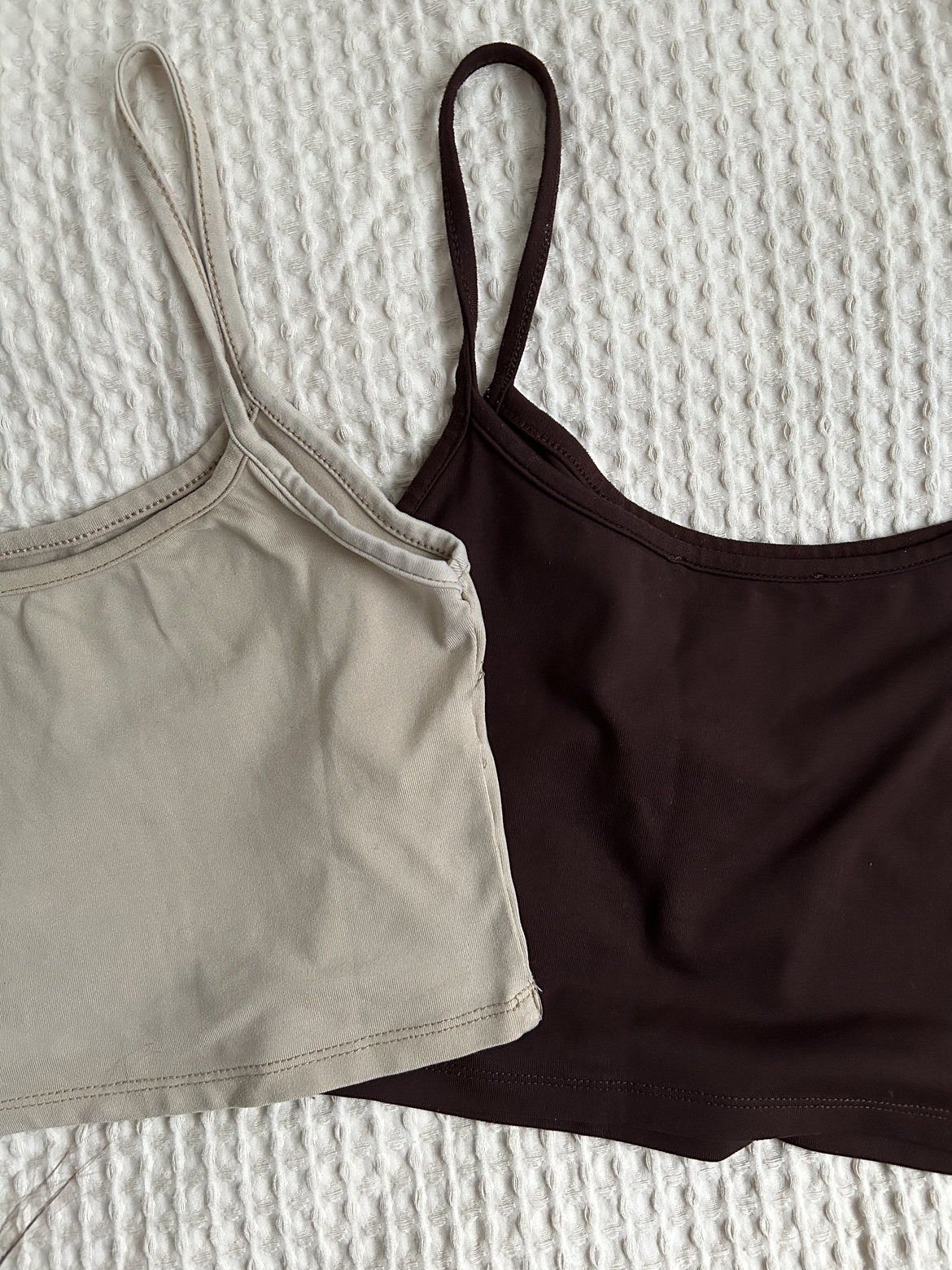 Two Neutral Cropped Tank Tops