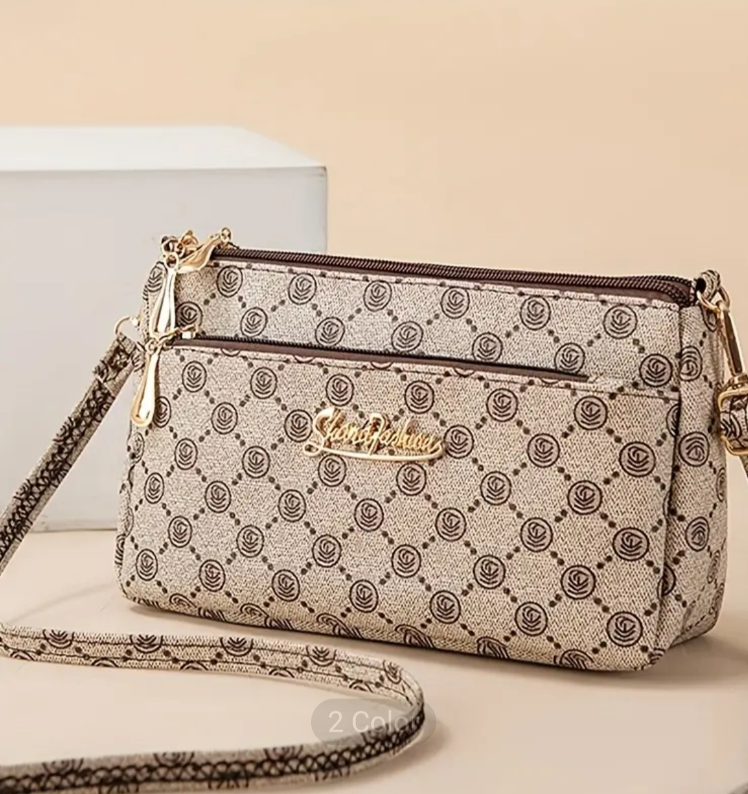 Small Brown and Beige Crossbody Bag