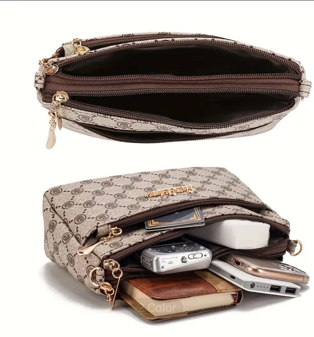 Small Brown and Beige Crossbody Bag - photo 2