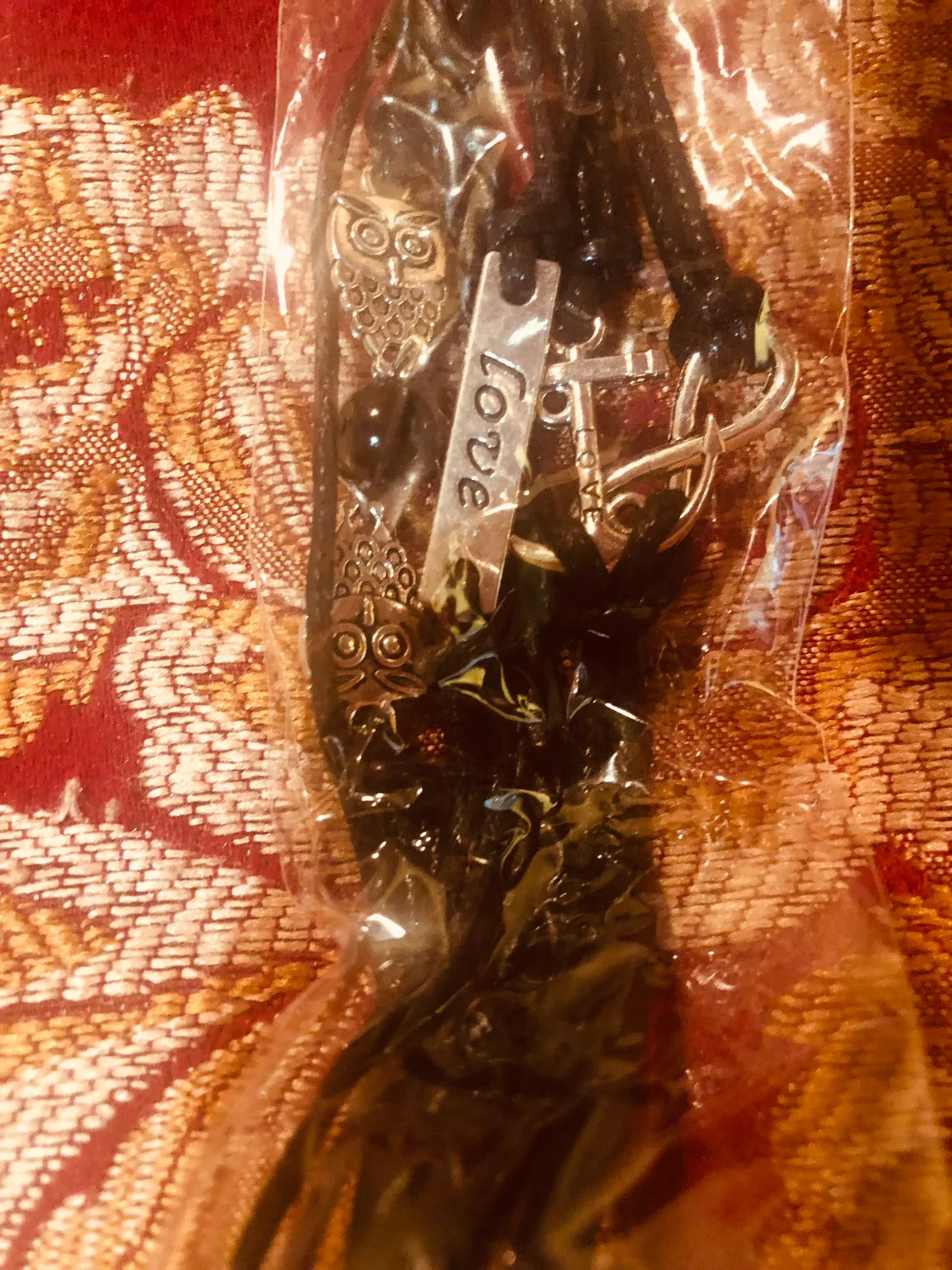 Black  Wrap Bracelet With Owl Charms image indicator(3)