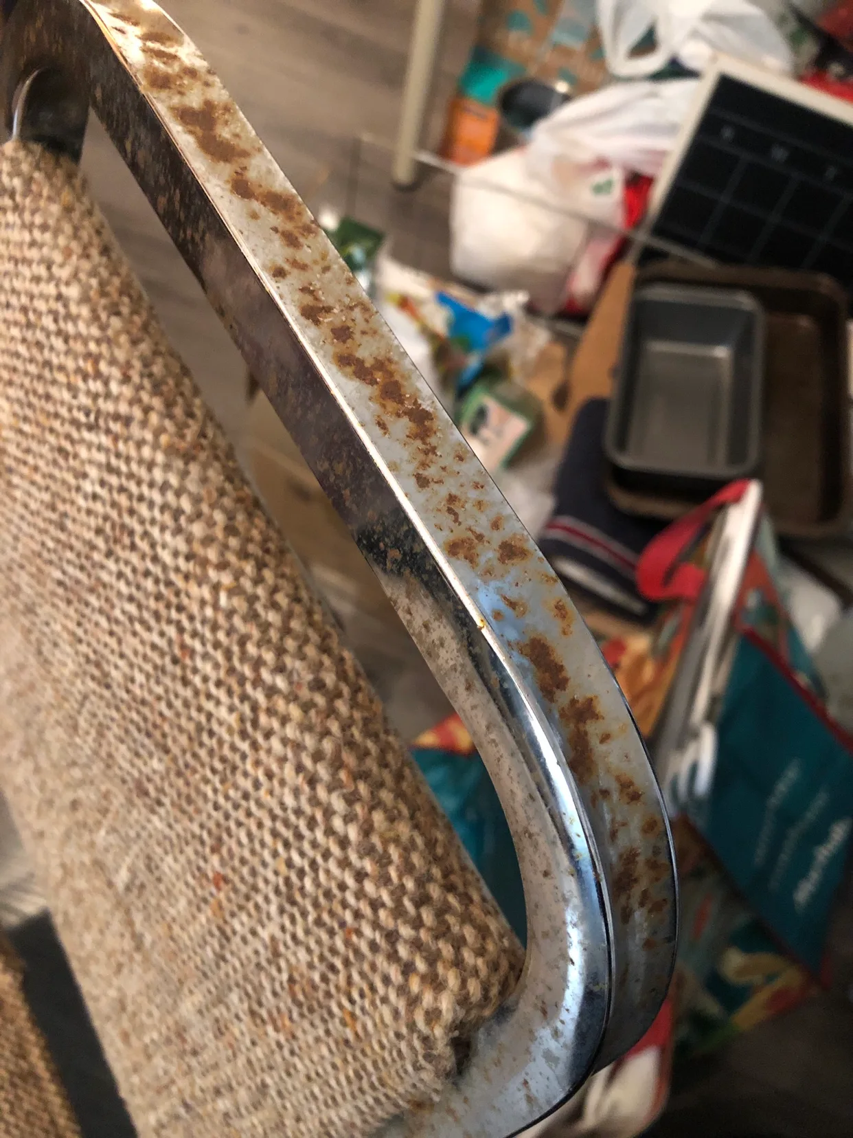 Metal Chair with Brown Fabric （metal rusted) image indicator(3)