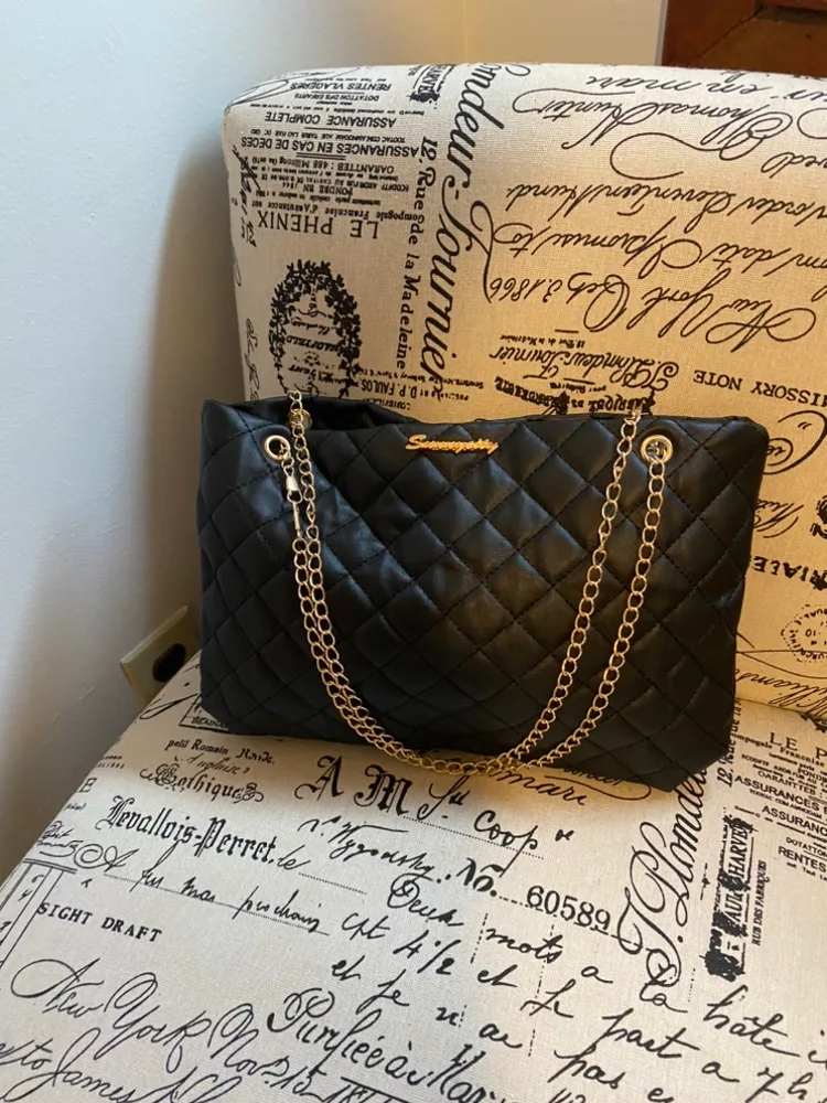Black Quilted Chain Bag 13x9 thumbnail