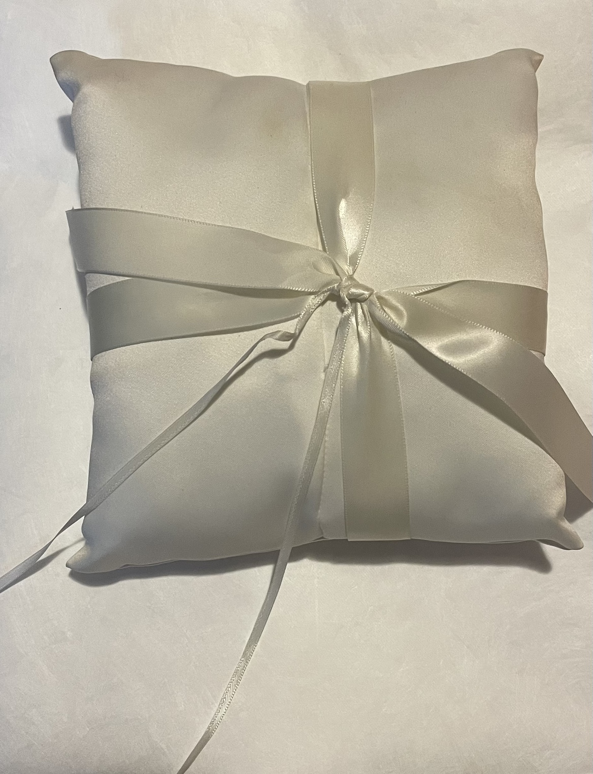 White Satin Ring Bearer Pillow