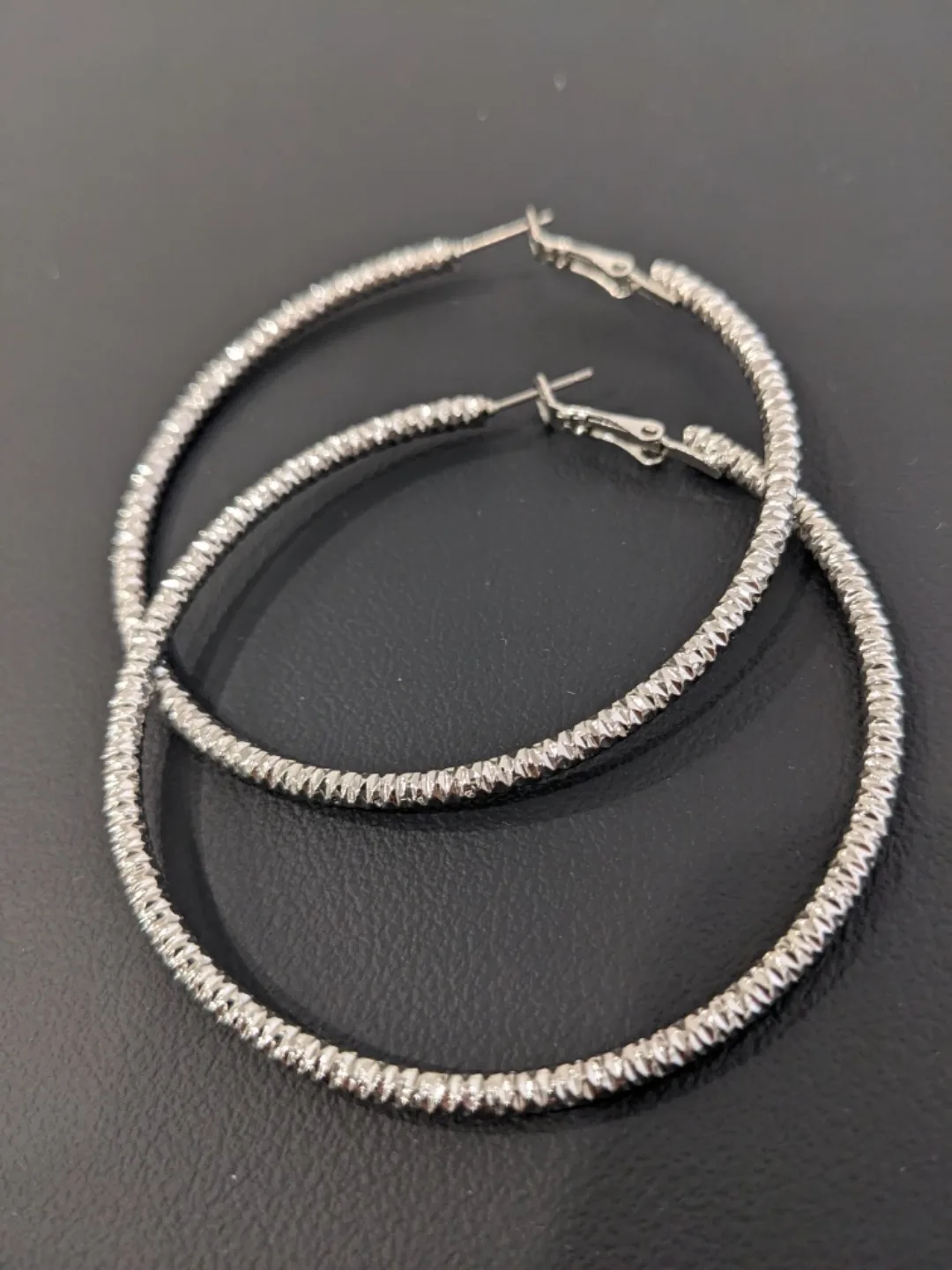 Silver Hoop Earrings and Gold Crystal Necklace & Earrings image indicator(4)