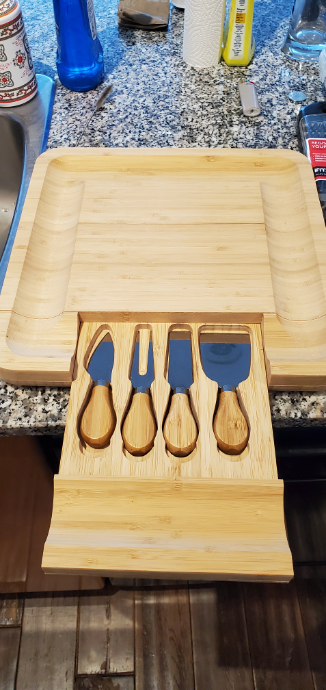 Bamboo Cheese Board with Knives