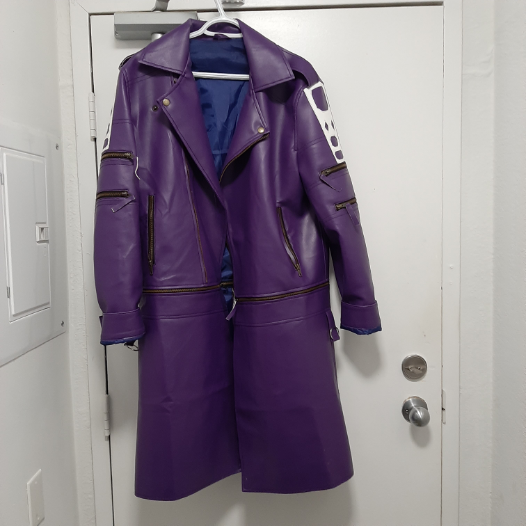 Adam Lambert Stylish Shiny leather Purple Trench Coat