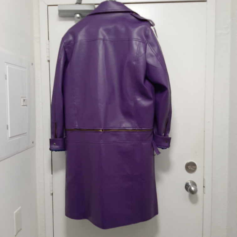 Adam Lambert Stylish Shiny leather Purple Trench Coat - photo 2