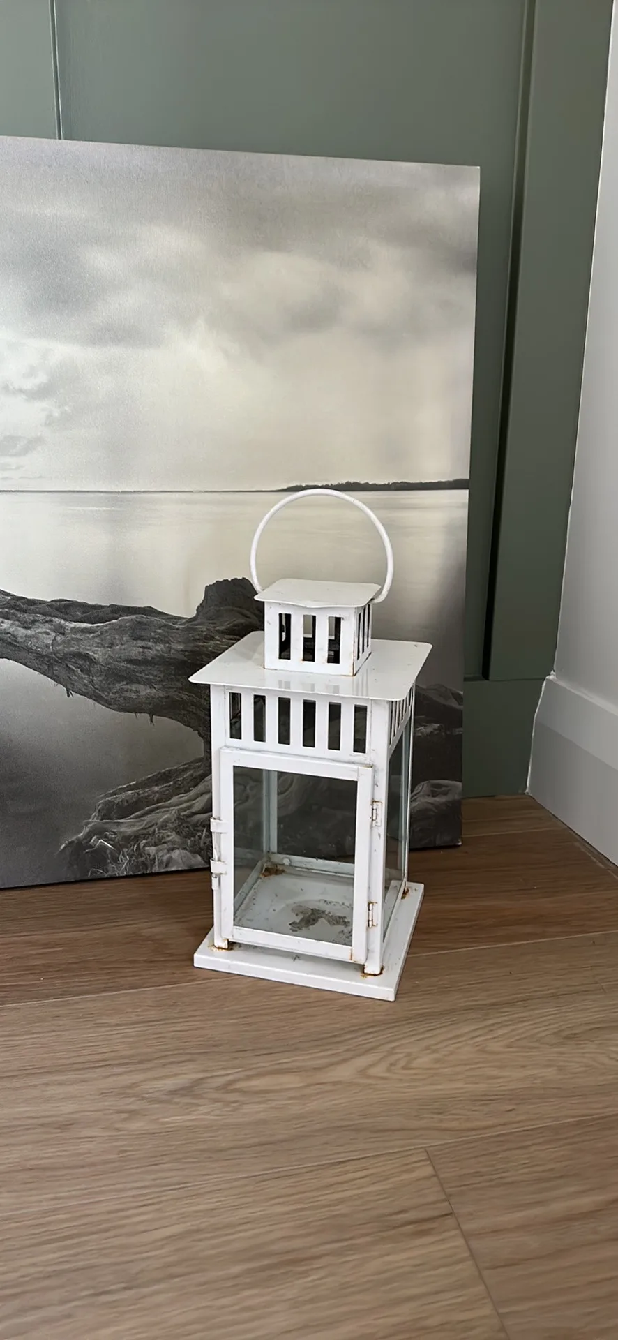 White Metal candle holder Lantern #freecycle thumbnail